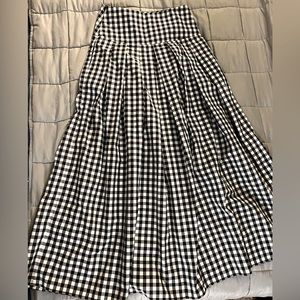 Long hand-made, black and white patterned skirt